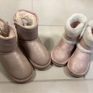 Kids Pink Cozy Faux-Fur Winter Boots